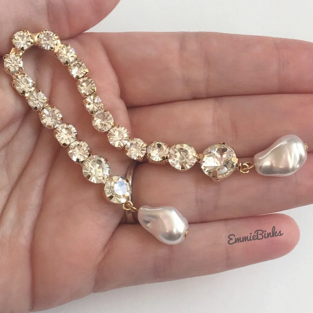 New Zara Rhinestone Crystal Drop Statement Earrings - Picture 14 of 16